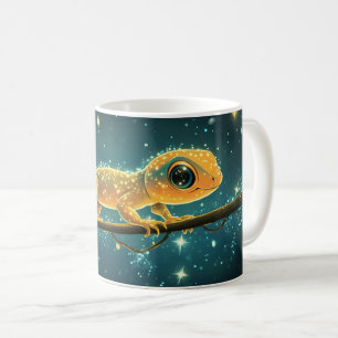 Een gestileerde en lichtgevende gekko, creatief on koffiemok