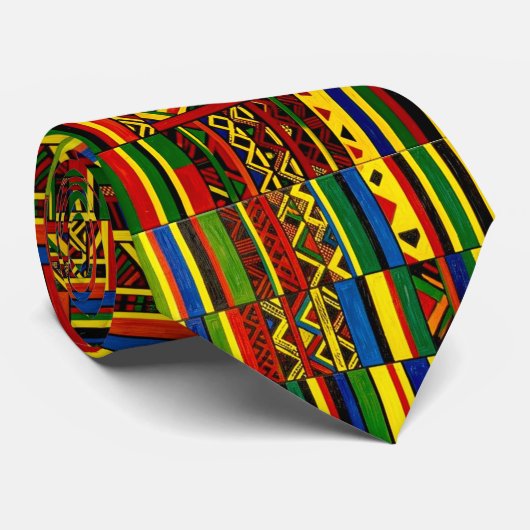 Een gestileerde interpretatie van "Kente"-print Stropdas (Opgerold)