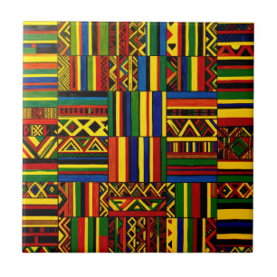 Een gestileerde interpretatie van "Kente"-print Tegeltje