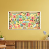 Een gestileerde kaart van de Verenigde Staten met  Canvas Afdruk (Insitu (Woonkamer))