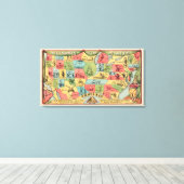 Een gestileerde kaart van de Verenigde Staten met  Canvas Afdruk (Insitu (Houten vloer))