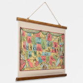 Een gestileerde kaart van de Verenigde Staten met  Hangend Wandkleed (Gebogen)