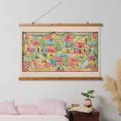 Een gestileerde kaart van de Verenigde Staten met  Hangend Wandkleed (Slaapkamer)