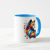 Een gestileerde kat met warme kleuren. mok (Voorkant rechts)