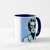 Een gestileerde portret van een retro-vrouw. mok (Voorkant rechts)