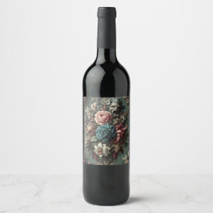 Een gestoorde klaagzang - Gothic Floral Design Wijn Etiket