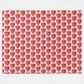 Een gestreept rood hart fleece deken (Voorkant (Horizontaal))