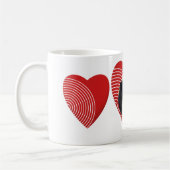 Een gestreept rood hart koffiemok (Links)
