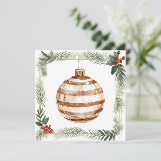 Een gestript  ornament feestdagenkaart (Staand voorkant)