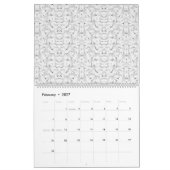 Een gestructureerd patroon met witte en grijze tin kalender (Feb 2027)