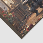 Een getalenteerd Victoriaans kitten speelt viool Tissuepapier (Detail)