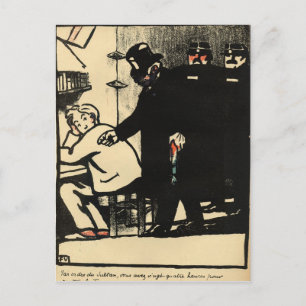 Een gevangene wordt verbannen van misdaden en briefkaart
