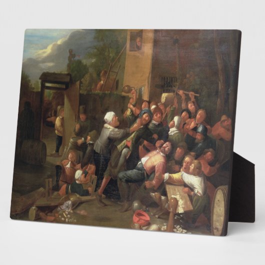 Een gevecht buiten een Tavern Fotoplaat (Zijkant)