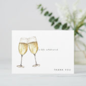 Een gevierd leven champagne rouw dank je bedankkaart (Staand voorkant)