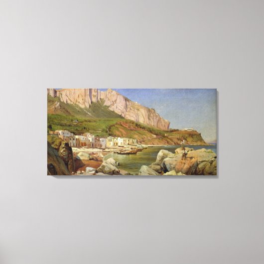 Een Gevist dorp in Capri Canvas Afdruk (Voorkant)