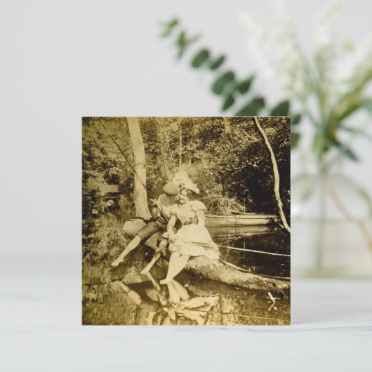 Een Geviste kleine vormgeving -  stereoweergave Feestdagenkaart (Staand voorkant)