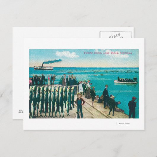 Een Geviste Scène met een Grote Vangst Briefkaart (Voorkant / Achterkant)