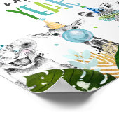 Eén gevleugelde-jaars Safari Party Animals Birthda Poster (Hoek)