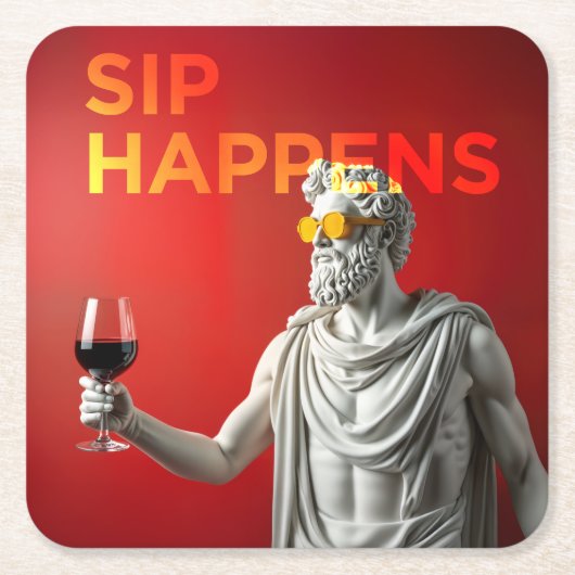 Een gewaagde en moderne “Sip Happens” onderzetter (Voorkant)