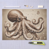 Een gewaagde Pop Art Sepia Octopus Decoupage Desig Tissuepapier (Craft)