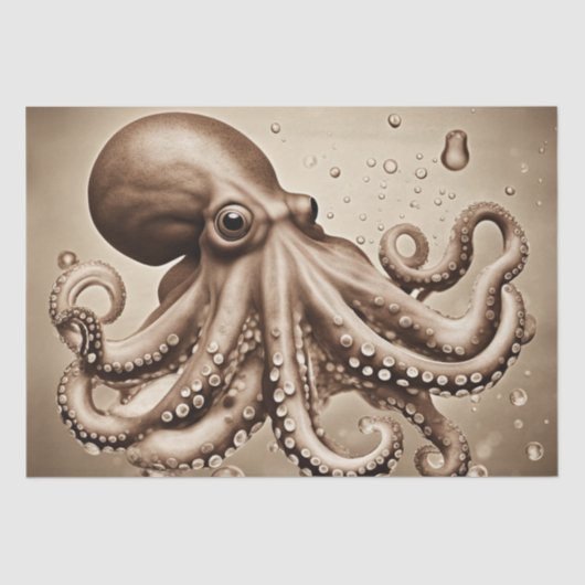 Een gewaagde Pop Art Sepia Octopus Decoupage Desig Tissuepapier (Voorkant)
