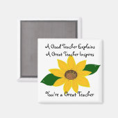 Een geweldig ontwerp voor zonnebloem voor leraren magneet (Voorkant / Achterkant)