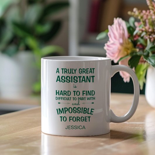 Een geweldige assistent met een naam koffiemok