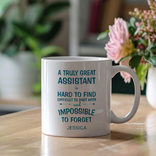 Een geweldige assistent met een naam koffiemok