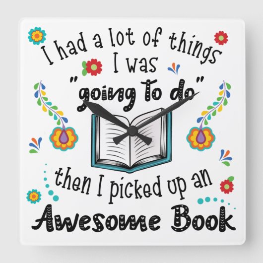 Een Geweldige boekenklok Vierkante Klok (Voorkant)