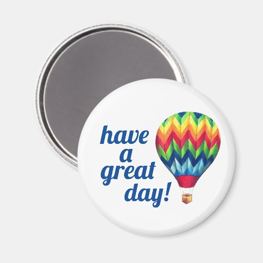 "Een geweldige dag!" Heet luchtballonmagneton Magneet (Voorkant / Achterkant)