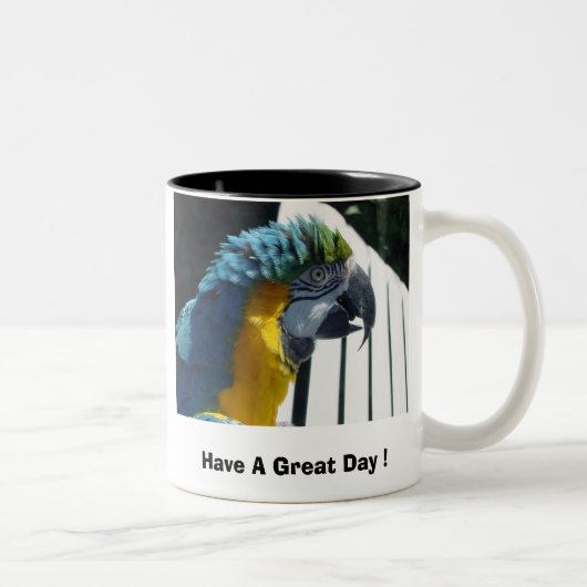 Een geweldige dag! Macaw Tweekleurige Koffiemok (Rechts)