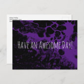 Een Geweldige dag! Zwarte marmer op Paars Briefkaart (Voorkant / Achterkant)