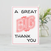 Een geweldige dankjewel, zwarte en rode typografie bedankkaart (Staand voorkant)