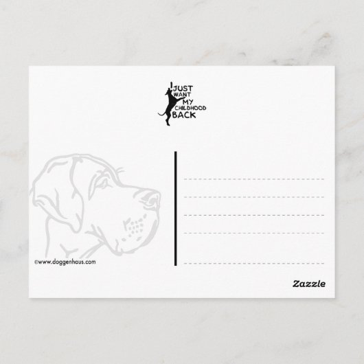 Een geweldige Deen past in een keel Briefkaart (Achterkant)