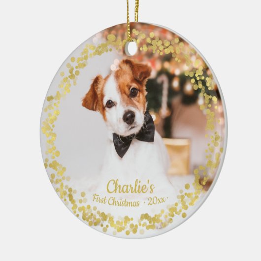 Een geweldige Dog Puppy Pet Eerste Kerstmis Eenvou Keramisch Ornament (Links)