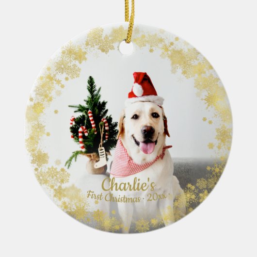 Een geweldige Dog Puppy Pet Eerste Kerstmis Eenvou Keramisch Ornament (Voorkant)