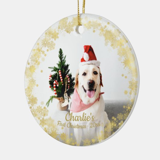 Een geweldige Dog Puppy Pet Eerste Kerstmis Eenvou Keramisch Ornament (Links)