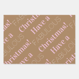 Een geweldige kerst | Bruin roze beige Inpakpapier Vel