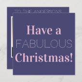 Een geweldige kerstfoto blauw roze feestdagenkaart (Voorkant / Achterkant)