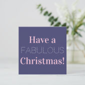 Een geweldige kerstfoto blauw roze feestdagenkaart (Staand voorkant)