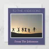 Een geweldige kerstfoto blauw roze feestdagenkaart (Achterkant)