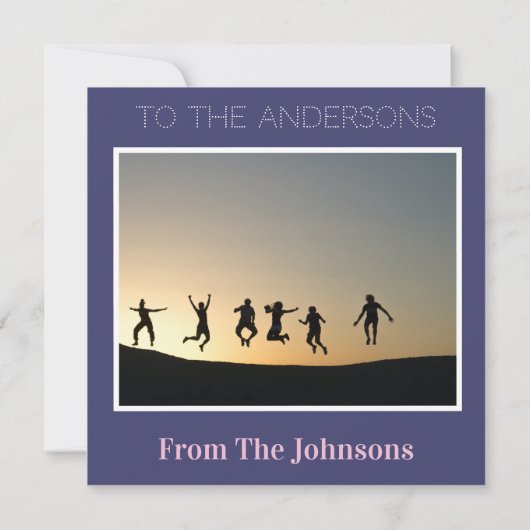 Een geweldige kerstfoto blauw roze feestdagenkaart (Achterkant)