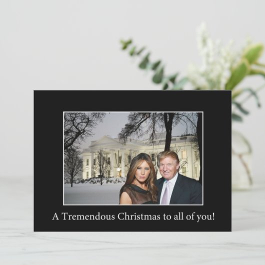 Een geweldige kerstmis van Donald en Melania Feestdagenkaart (Staand voorkant)