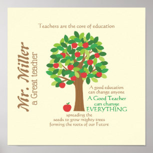 Een geweldige leerkracht, persoonlijke Apple Tree Poster
