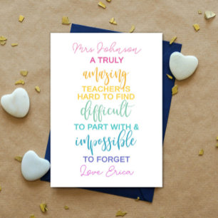 een geweldige leraar die moeilijk te vergeten is kaart