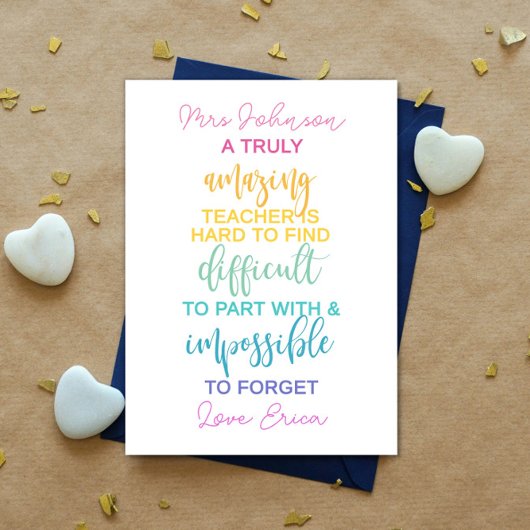 een geweldige leraar die moeilijk te vergeten is kaart