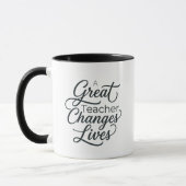 Een geweldige leraar verandert levens typografie m mok (Links)