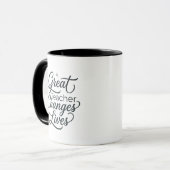 Een geweldige leraar verandert levens typografie m mok (Voorkant links)