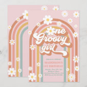 Eén geweldige meid Boho Daisy Regenboog 1e verjaar Kaart (Voorkant / Achterkant)