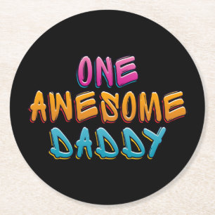 Eén Geweldige papa Graffiti Typografie   Onderzett Ronde Kartonnen Onderzetter